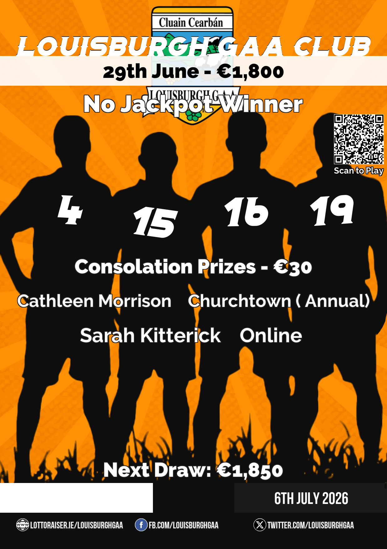 LouisburghGAA Draw Results:29th June 2026